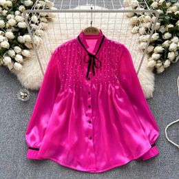 Women's Blouses Chic Womens Tops And Bow Lace-up Embroidered Flares Blouse Loose Casual Almighty Blusas Feminina Korean Fashion Dropship