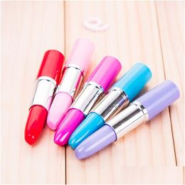 Ballpoint Pens Wholesale Cute Lipstick Ball Point Pens Kawaii Candy Colour Plastic Pen Novelty Item Stationery 5 Colours Office School B Dhq1X