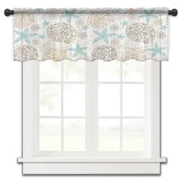 Curtain Sea Shell Starfish Bubble Bottom Conch Vortex Window Tulle Sheer Short Living Room Home Decor Voile Drapes