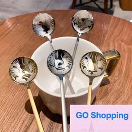 Wholesale Starbucks Stainless Steel Coffee Milk Spoon Small Round Dessert Mixing Fruit Spoon Factory Supply