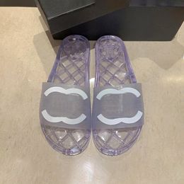 luxury designer clear transparent rubber pool beach pvc slide letter flat shiny Slippers designer shoe platform slipper