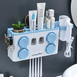 Toothbrush Holders 4 In1 Multifunction Toothbrush Holders Wall Cup Holders Bathroom Accessories Automatic Toothpaste Dispenser Bathroom Organiser 231025