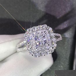 Band Rings Women Ring Fl Bling Iced Out Micro Pave Crystal Bridal Wedding Engage Drop Delivery Dhgarden Otjh9