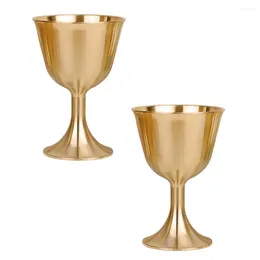 Wine Glasses 2 Pcs Stainless Steel Brass Glass Home Decoration Holder Cup Beakers Drinking