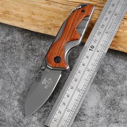 X70 Branded Small Folding Knife Outdoor Camping Pocket Knife Wood Handle EDC TOOL Stainless Steel Blade Sharp Cutter Multi usages