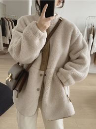 Womens Jackets Winter Clothes Women for Lambwool Coat Korean Fashion In Loose OverSize Thick Parkas Long Sleeve Top Coats 231025