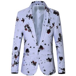 Blazer Fashion Hot Stamping Slim Fit Men S Suit Jacket Male Business Casual Plus Boutique Dress Coat Asian Size M XL