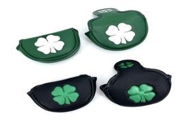 1pc Clover Four Leaf Clover Pattern Golf Putter Cover PU Leather Golf Mid Mallet Putter Club Head Cover with Magnetic Closure 22064625172