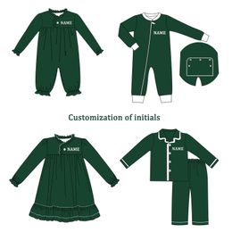 Clothing Sets Christmas Jumpsuit Baby Long Sleeve Set Girl Clothes Romper Bubble Suit Name Embroidery Bodysuit Ruffle Outfits Green Pants 231025