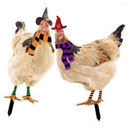 Garden Decorations 2 Pcs Lawn Sign Stake Halloween Decoration Hen Backyard Acrylic Chicken Insert Yards Decorative Stakes Outdoor Signs