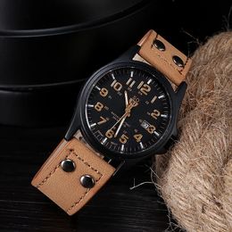 Wristwatches PU Leather Mens Watch Fashionable Male Multifunction Quartz Wristwatch For Man Calendar Digital Sports SMKI1127 231025