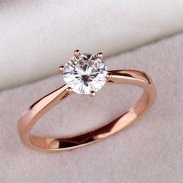 High quality never fade Women girls Sterling silver S925 CZ 18K rose gold diamond wedding engagement rings Anillo big large stone 2226