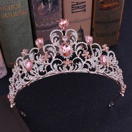 Baroque Bridal Hair Accessories Wedding Tiara Crown Red Green Blue Princess Crown for Girls Crystal Headband Headpiece Jewelry2142