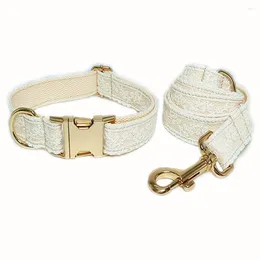 Dog Collars Lace Collar For Small Dogs Personalised Wedding Pet And Leash Set Luxury Light Gold Buckle Puppy Lead Gift