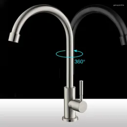 Kitchen Faucets 304 Stainless Steel Single Cold Water Tap Mixer Stand Sink Gourmet Cranes Lever Removable For Household Items