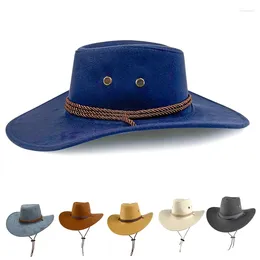 Berets Men Suede Cowboy Hat For Women Autumn Wide Brim Jazz Caps Unisex Outdoor Vacation Party Hats Bonnet