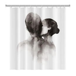 Shower Curtains Abstract Hand Painting Shower Curtain Women Sketch Bath Curtain Lover Human Body Minimalist Art Waterproof Bathroom Curtain Set 231025