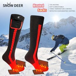 Heated Socks SNOW DEER Upgraded Rechargeable Electric Cold Weather Heat For Men Women Motorcycle Skiing Warm Winter