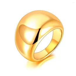 Cluster Rings Stainless Steel Large Wide Curved Smooth Gold Plated RingJewelry For Women And Men R22036