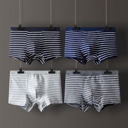 Underpants 4 Pcs Sexy Striped Men Underwear Cotton Large Size Panties Boxer Male Solid Men's Shorts Breathable L-3XL255Q