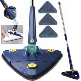 Mops Extended Triangle Mop 360Twist Squeeze with Replacement PadsWringing XType Window Glass Toilet Bathrrom Floor Household Cleaning 231025