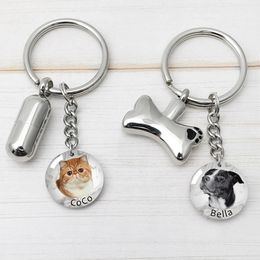 Keychains Lanyards Pet Po Keychain Pet Memorial Keychain with Cremation Urn Pet Ashes Keyring for Dog Cat Pet Loss Memory Gift Pet Sympathy Gift 231025