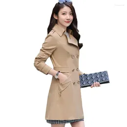 Women's Trench Coats Nice Fashion Long Sleeve Casual Windbreaker Female Loose Spring Autumn Double Breasted Elegant Coat