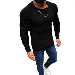 Men's Sweaters Fashion Knitted Tops Men Slim Fitting Long Sleeve O Neck Sweater Streetwear Mens Clothes Casual Solid Colour Knit