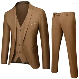 Men's Suits Fine High-end Men (suit Vest Trousers)2023 Business Casual Suit Wedding Groom Dress Solid Colour Three Sets