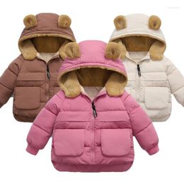 Jackets Autumn Winter Warm Outerwear Girl Boy Hooded Lamb Fleece Down Casual Jacket Children Clothes 2023 Baby Thicken Coats