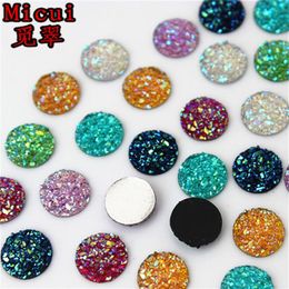 Micui 300pcs 10mm Crystal AB Flatback Round Rhinestone Cabochon Gems Flat Back Resin Rhinestone For DIY Decoration ZZ649248y