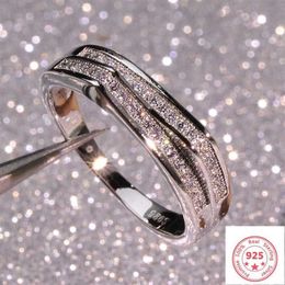 925 Silver color Sterling VS1 Diamond Ring for Women 2 Carats Topaz Bizuteria Anillos Gemstone Stamp Silver 925 Jewelry Ring210m