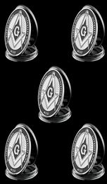 5pcs Collection Coin European Brotherhood masons Masonic Craft Token 1 oz Silver Plated Challenge Badge8266263