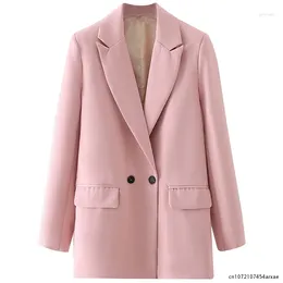Women's Suits Women Double Breasted Loose Blazer Office Lady Classic Coat Basic Suit Jacket Female Chic Outwear Outfit