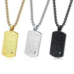 Pendant Necklaces Classic Bible Men's Necklace Dog Tag Stainless Steel Crystal Religious Jewellery Gift For Men Army256y