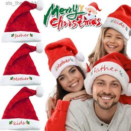 Beanie/Skull Caps New Year Christmas Hats Red Plush Thickened Santa Hats For Adult Kids Merry Christmas New Year Party Festival Decorations GiftsL231025