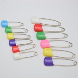 100pcs 40mm 55mm Baby Diaper Pins Colorful Plastic Safety Head Whole Lot263u