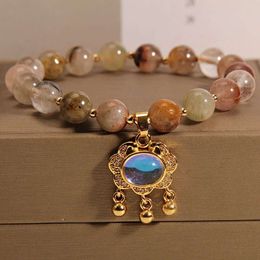 New Chinese natural agate beaded bracelet female Instagram minority light luxury safe lock rosary bracelet to send girlfriends gifts