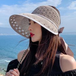 Berets Hat Female Korean Style Mesh Visor Straw Summer Beach Travel Sun Protection Outdoor With Wide Brim