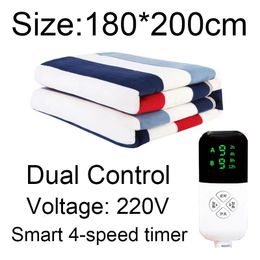 Electric Blanket 180*200cm 220V Double Electric Blanket Mattress Thermostat Security With Dual Control Heating Pad Winter Warmers Warmth Products 231024