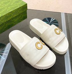 High-end Internet Celebrity Bread Slippers Leather Flat Platform Couple Casual Slippers Female Fashion Brand