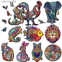 Puzzles Jigsaw Wooden PuzzleIrregular Shape Wooden Animal Puzzle Popular Animal Board Group Toys Children Adult Puzzle Game ToysL231025