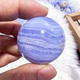 Decorative Figurines 1PC Natural Blue Lace Agate Stone Striped Crystal Sphere DIY Home Decoration For Gift