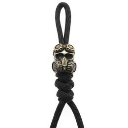 Mountaineering Crampons Biochemical Skull Head Gas Mask Knife Beads Rebel Street Punk Woven Paracord Outdoors EDC DIY Tools Pearl for Keychain Hangings 231024