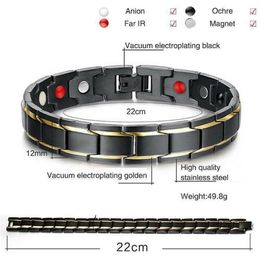 Charm Bracelets 2021 Therapeutic Energy Healing Bracelet Women Men Couple Jewelry Titanium Steel Magnetic Therapy247c