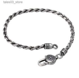 Charm Bracelets Unibabe Real Sterling Silver Classical six-word Mantra Twist Bracelets S925 Simple Fashion Bracelet Jewelry Men Women Q231025