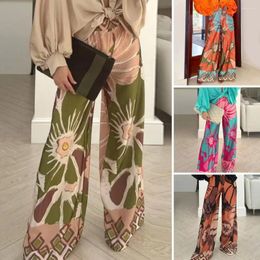 Women's Pants Retro Print Wide Leg Bohemian-inspired Breathable Comfortable Casual Trousers With Elastic Waist