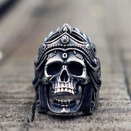 Men's Fashion Steampunk Stainless Steel Helmet Skull Vintage Ring Gothic Rock Titanium Steel Biker Ring Men's Fashion Je293c