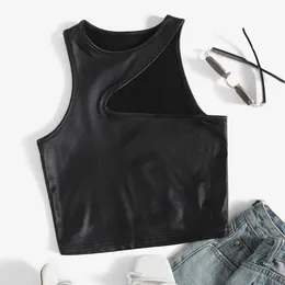Camisoles & Tanks Women Strappy Leather Tank Top Ladies Sexy Vest Slim Solid Colour Shirts Casual