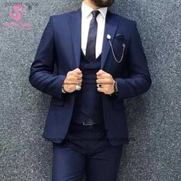 Men's Suits Blazers Fashion Wedding Slim Fit Suits For Men Business 3 Piece Jacket Vest Pants Set Formal Groom Peaked Lapel Tuxedos Trajes De Hombre Q231025
